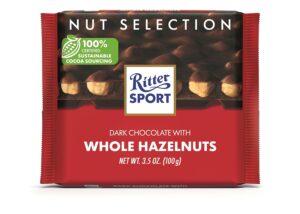 Ritter Sport Dark Chocolate w/ Whole Hazelnut Bar 3.5oz 10ct